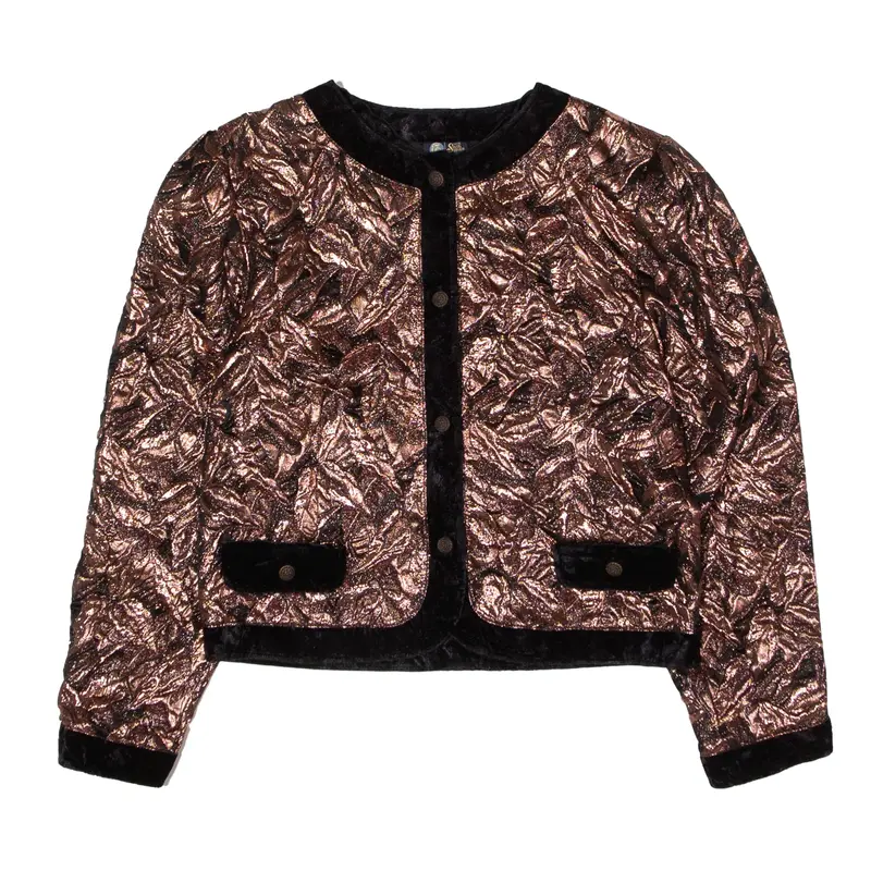 YOUR SIXTH SENSE Metallic Blazer Jacket Brown Viscose 80s Womens M