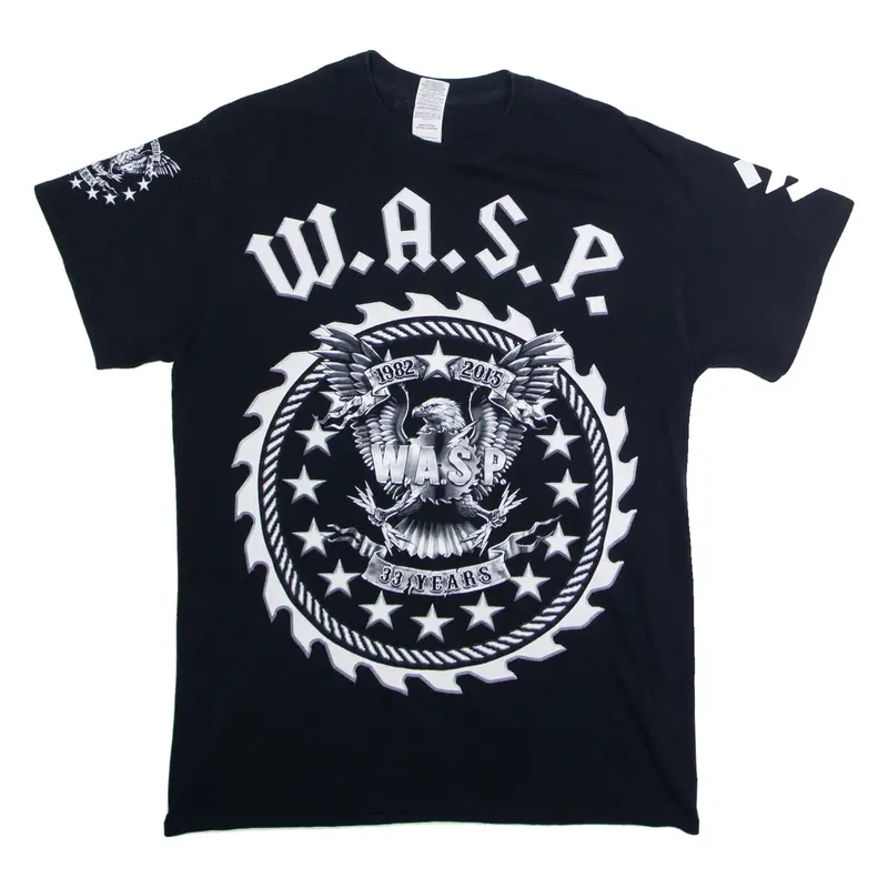 GILDAN W.A.S.P. 33 Years Of Blood Mens Band T-Shirt Black Crew Neck M