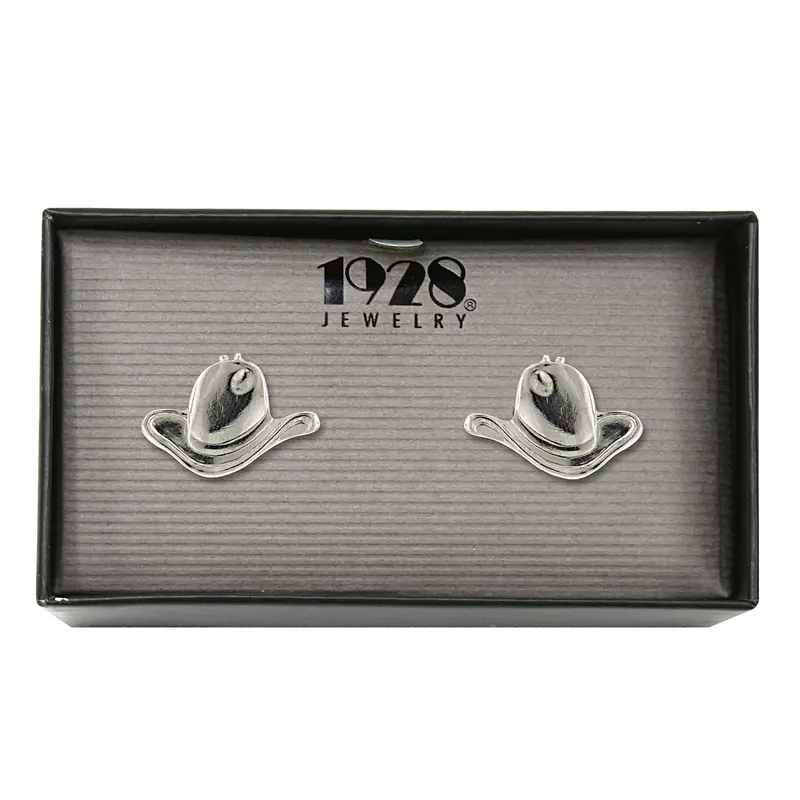 Silver-Tone Cowboy Hat Cufflinks