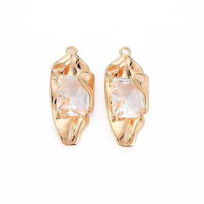 Brass Micro Pave Clear Cubic Zirconia Pendants