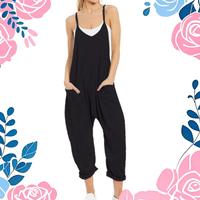 Hixiaohe Women's Casual V Neck Sleeveless Jumpsuits Baggy Straps Harem Long Pants Overalls With Pockets