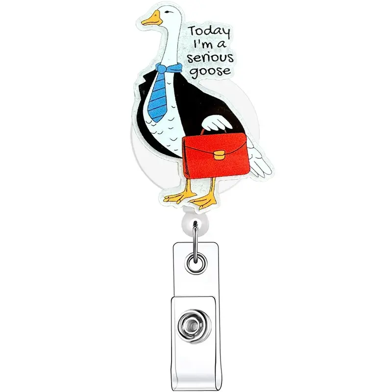 Retractable Badge Reel, 1 Count/20pcs Cute Goose Design Acrylic ID Holder with Clip for Nurses, Doctors, Students & Office St...