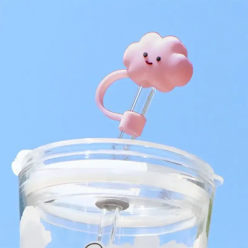 Cloud Shaped Mugs Straw Cover, 1 Count Cute Silicone Reusable Cup Straw Toppers, Simple Straw Plugs, Drinkware Accessories Su...