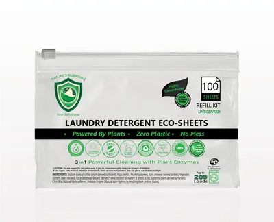 100 CT. REFILL Kit, Ultra Concentrated, Chemical-Free, Laundry Detergent Eco-Sheets | Unscented & Naturally Scented Options |...
