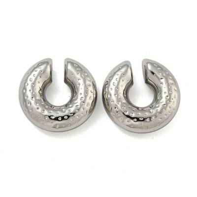 Non-Tarnish Texture Rings 304 Stainless Steel Cuff Earrings for Women