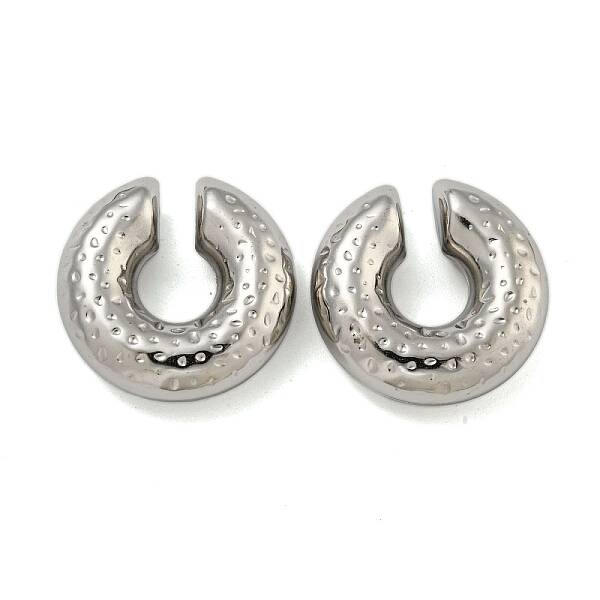 Non-Tarnish Texture Rings 304 Stainless Steel Cuff Earrings for Women