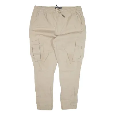 DENIM CO. Cargo Trousers Beige Regular Tapered Womens W36 L28