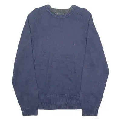 TOMMY HILFIGER Mens Jumper Blue Tight Knit L