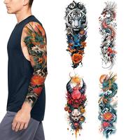 Tiger & Dragon Pattern Temporary Tattoo Sticker, 4 Counts/set Long Lasting Fake Tattoo Sticker, Body Art Sticker for Men & W...