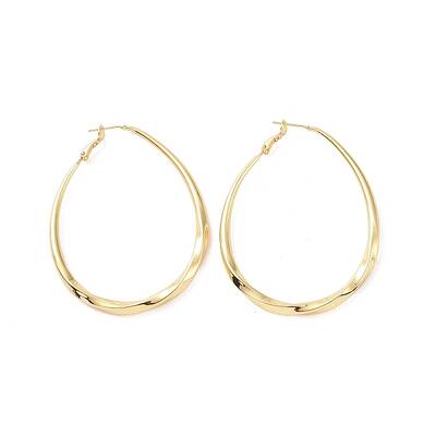 Brass Twist Teardrop Big Hoop Earrings for Women