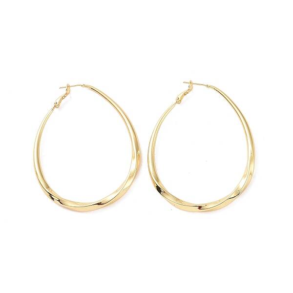 Brass Twist Teardrop Big Hoop Earrings for Women