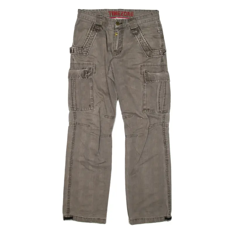 TIMEZONE Cargo Mens Trousers Grey Relaxed Straight W30 L33