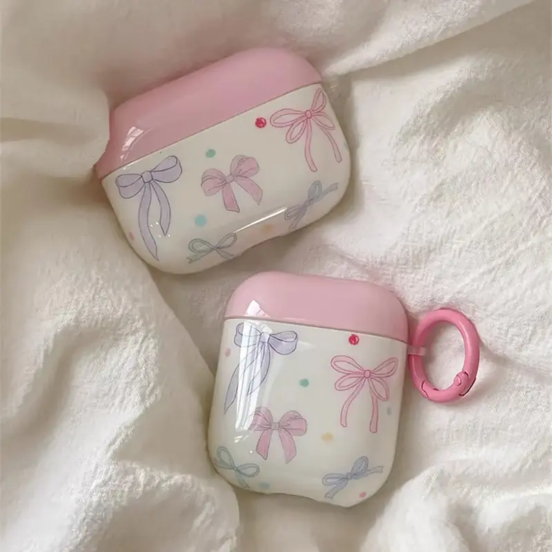 Cute Bow Pattern Earphone Case, 1 Count Creative Decorative Earphone Protector Cover, Earphone Accessories Compatible with Ai...