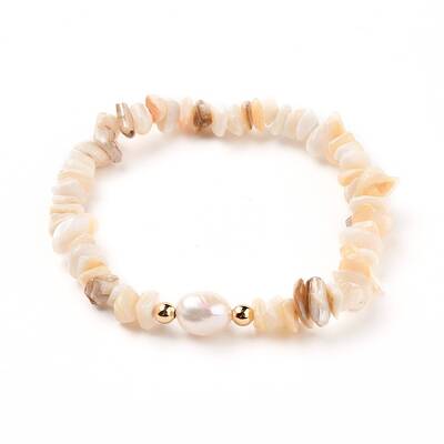 Chip Natural Shell Stretch Beaded Bracelets