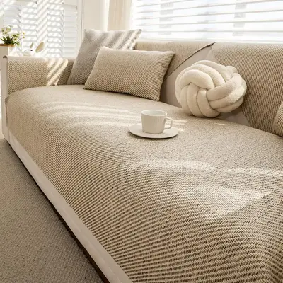 Solid Color Sofa Cover, 1 Count Non-slip Sofa Seat Cover, Dustproof Sofa Cover, Home Decor Supplies for Living Room