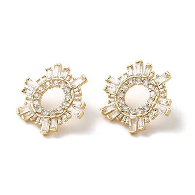 Clear Cubic Zirconia Sun Stud Earrings