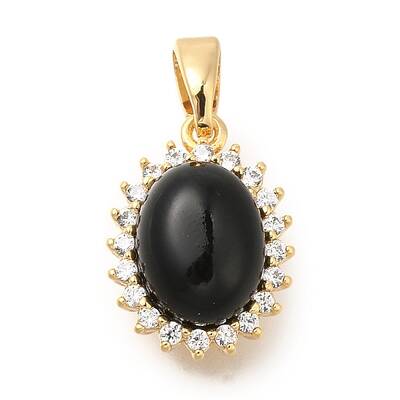 Brass Micro Pave Cubic Zirconia and Glass Pendants