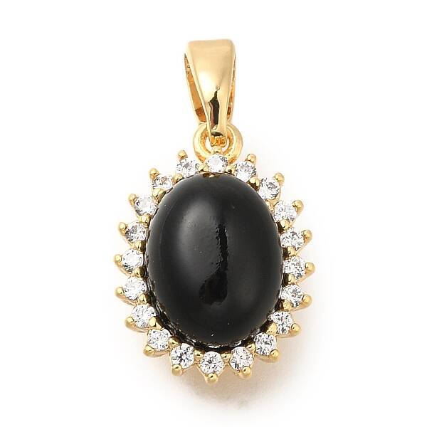 Brass Micro Pave Cubic Zirconia and Glass Pendants