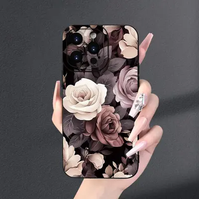 Floral Pattern Phone Case, Anti-drop Phone Protective Cover, Phone Accessory Compatible with iPhone 15 14 13 12 11 Pro Max XS...