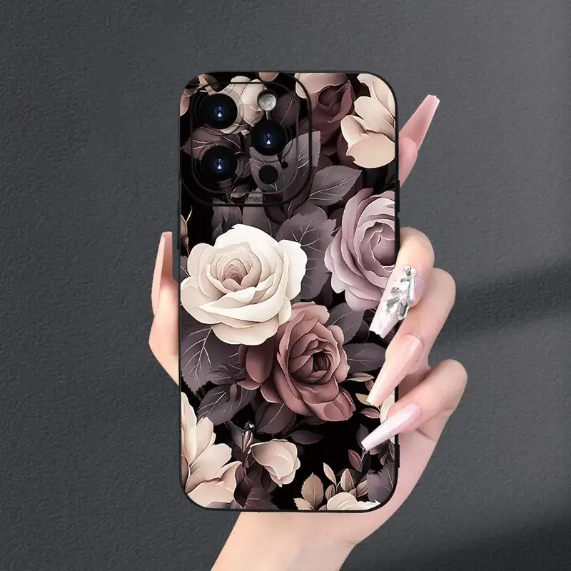 Floral Pattern Phone Case, Anti-drop Phone Protective Cover, Phone Accessory Compatible with iPhone 15 14 13 12 11 Pro Max XS...