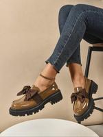 Women's Cute Bowknot Design Loafers, Trending Shoes, Affordable Loafers, Fashionable Solid Color Slip on Loafers for Daily We...