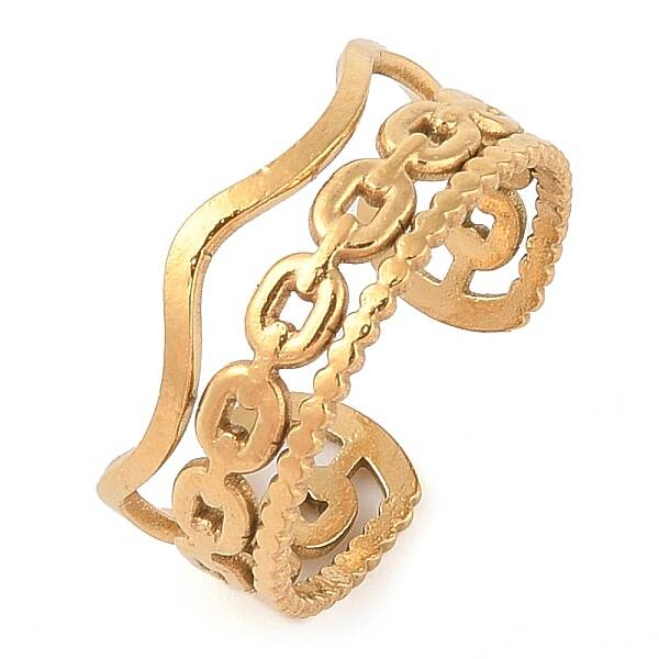 Ion Plating(IP) 304 Stainless Steel Open Cuff Rings for Women