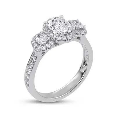 14K White Gold 1.5 CT.T.W. Oval Lab Created Diamond Custom Engagement Ring D Color VVS1-VS1 Clarity 3EX IGI Certified
