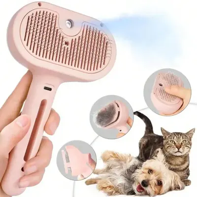 3 in 1 Cat Steam Brush, Pet Spray Hair Removal Comb for Shedding & Grooming, Water Brush for Cats Dogs Small Animals Long Sho...