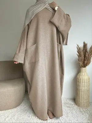 Women's Solid Color Long Sleeve Robes without Hijab, Casual Long Dress for Daily Wear, Ladies Islamic Clothing for All Seas...