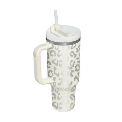 40 Oz Tumbler With Handle Straw Insulated, Stainless Steel Spill Proof Vacuum Coffee Cup Tumbler With Lid Tapered Mug Gifts F...