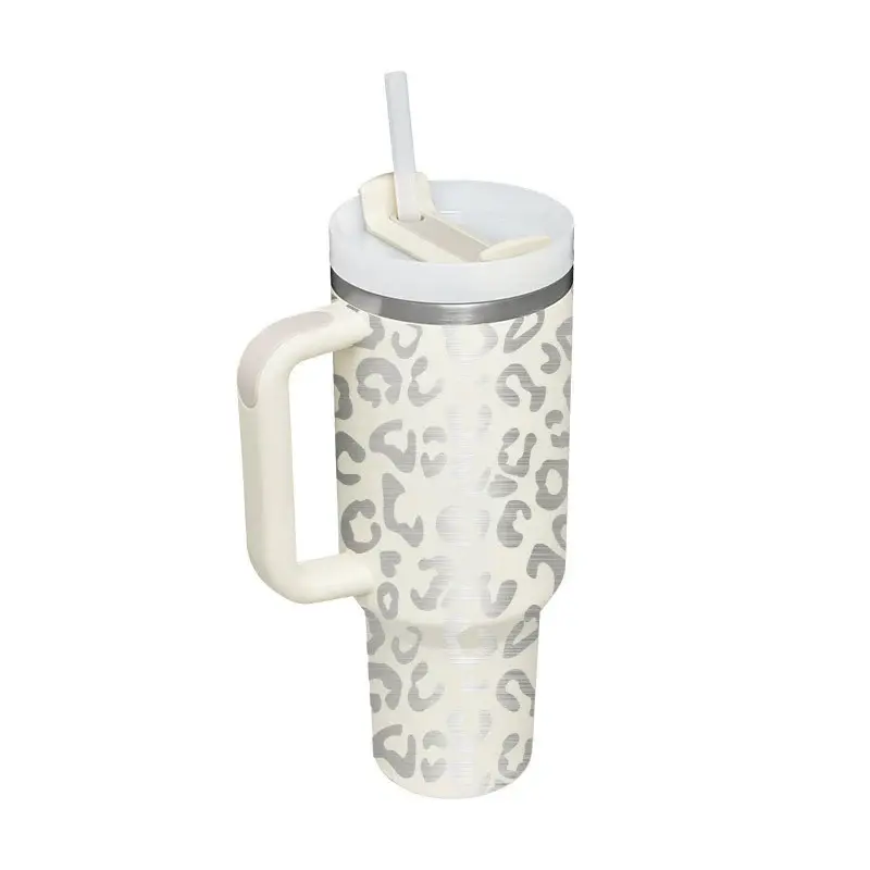 40 Oz Tumbler With Handle Straw Insulated, Stainless Steel Spill Proof Vacuum Coffee Cup Tumbler With Lid Tapered Mug Gifts F...