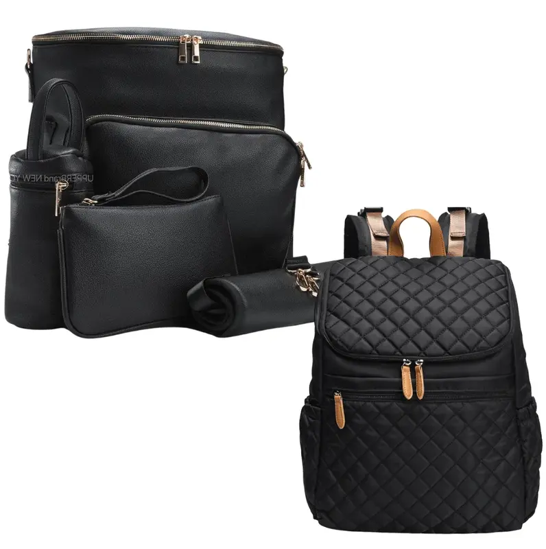 Leather Diaper Bag Backpack Set - Harvey + La Madison Gift Set Bundle