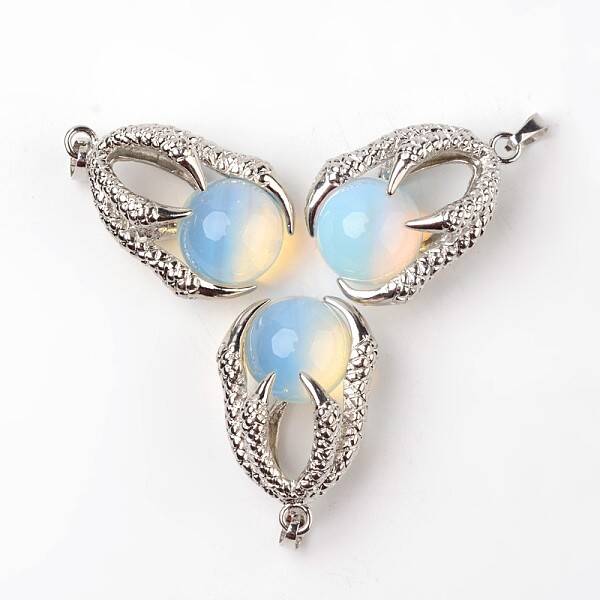 Eagle Claw Alloy Opalite Pendants
