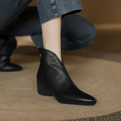 CHIKO Annabelle Pointy Toe Block Heels Ankle Boots