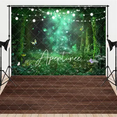 Aperturee Lighted Fairy Forest Wood Floor Combo Set Backdrop, 7 x 5 ft / 7 x 5 ft, 97.4 USD, combo set backdrops, AH0B599-D, ...