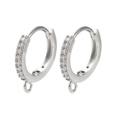 Rack Plating Brass Clear Cubic Zirconia Earring Findings