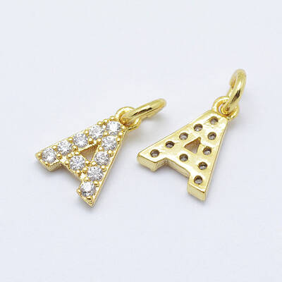 Brass Micro Pave Grade AAA Cubic Zirconia Charms