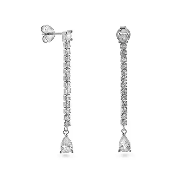 Again jewelry Silver Drop Earrings with Cubic Zirconia AJNS0024