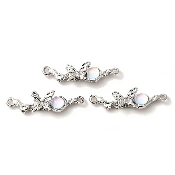 Alloy & Light Blue Glass Butterfly Connector Charms