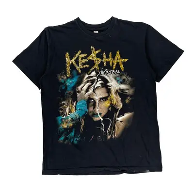 2011 Cannibal Tour Kesha Band T-Shirt - Medium Black Cotton