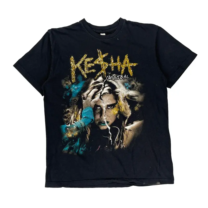 2011 Cannibal Tour Kesha Band T-Shirt - Medium Black Cotton