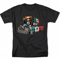 HAGBDH Mens Fashionable Crew Neck T-Shirt Comfortable Fit, Mexican Bear with Truck Tee  Perfect for Car Enthusiasts, Fabric F...