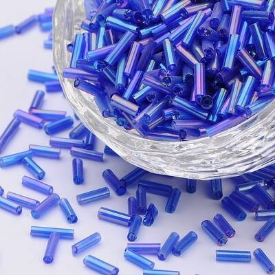 Transparent Colours Rainbow Glass Bugle Beads