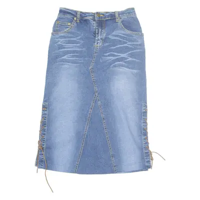 COOL JEANS Lace Up Womens Straight Skirt Blue Midi Denim S