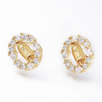 Brass Micro Pave Cubic Zirconia Ear Studs