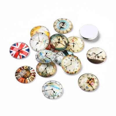 Clock Printed Glass Cabochons