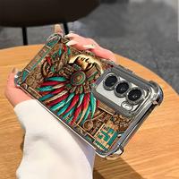 Mysterious Maya style totem personalized phone case suitable for SAMSUNG Galaxy S24/S23/S22Ultra FE Plus electroplated all in...