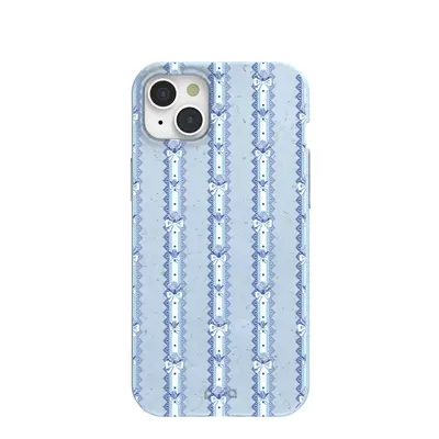 Powder Blue Bows and Blossoms iPhone 15 Plus Case