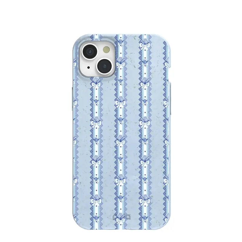 Powder Blue Bows and Blossoms iPhone 15 Plus Case
