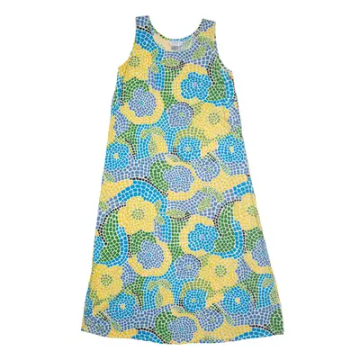 JENNIFER MOORE Mosiac Print Tank Dress Blue 90s Floral Sleeveless Long Womens UK 10